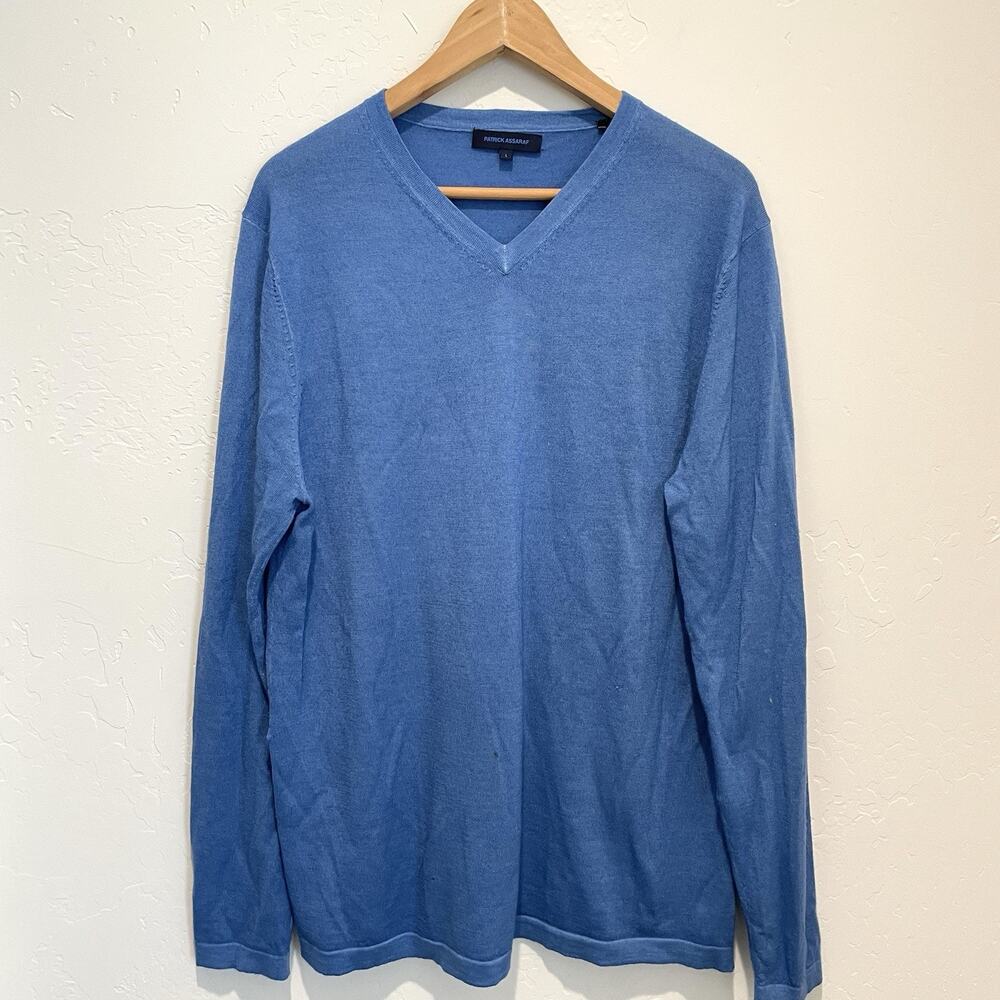 Patrick Assad Extrafine Merino Wool V Neck Sweater Mens Large Lightweight